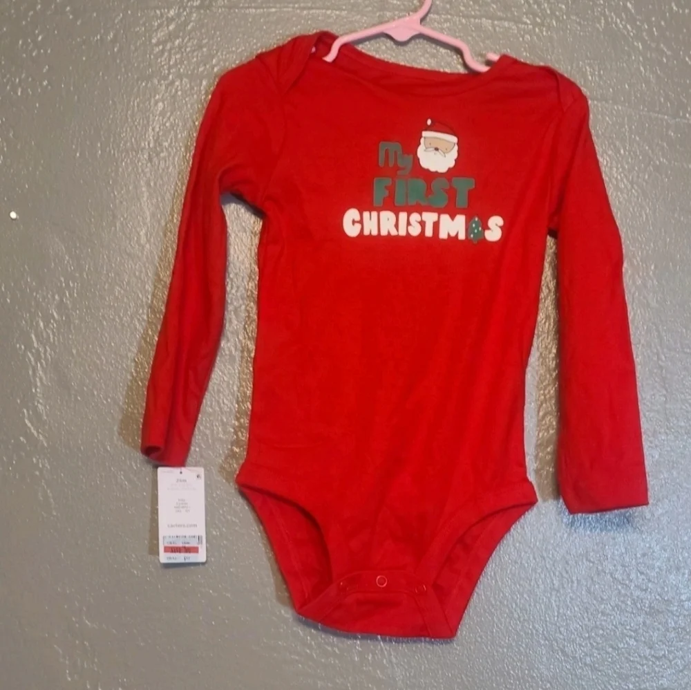 Carters Red My First Christmas Kids One Piece 24 Months NWT 100 Cotton